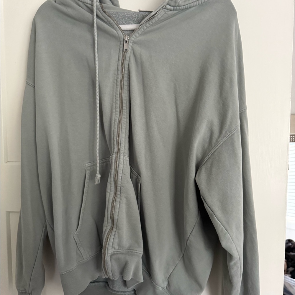 Brandy Melville Oversized Sage Green Zip-Up